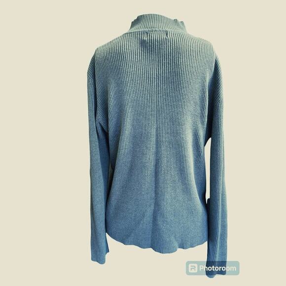 Van Heusen Women's Size XL Knit Ribbed Turtleneck Sweater Blue Long Sleeve - Picture 2 of 4
